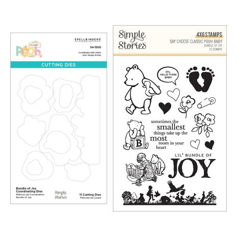 Spellbinders - Say Cheese Classic Pooh Baby Stamp & Die Bundle Bundle of Joy