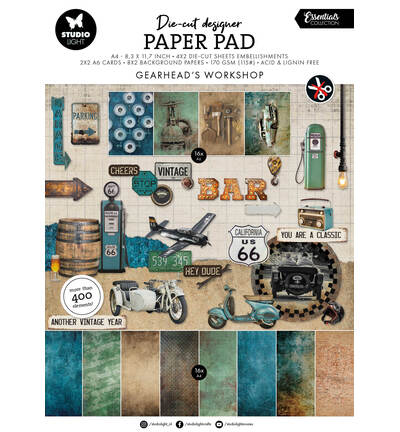 Studio Light - SL Die-Cut Papierblock – Gearhead Workshop Essentials Nr. 436