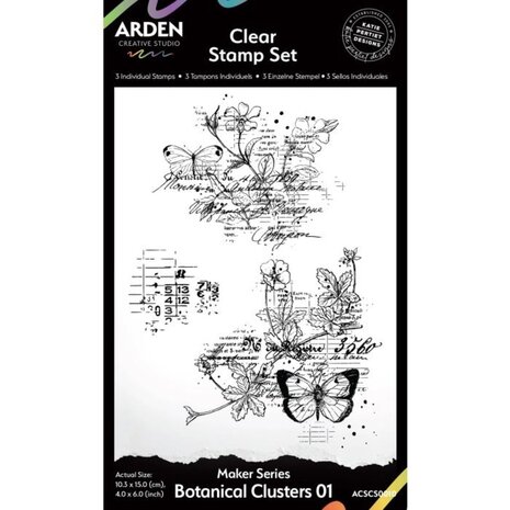 Arden Creative Studio - Maker Series 4x6 Zoll Transparentes Stempelset – Botanical Clusters 01