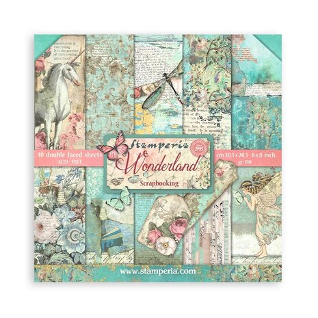 Stamperia 8x8" - Wonderland 8x8 Inch Paper Pack