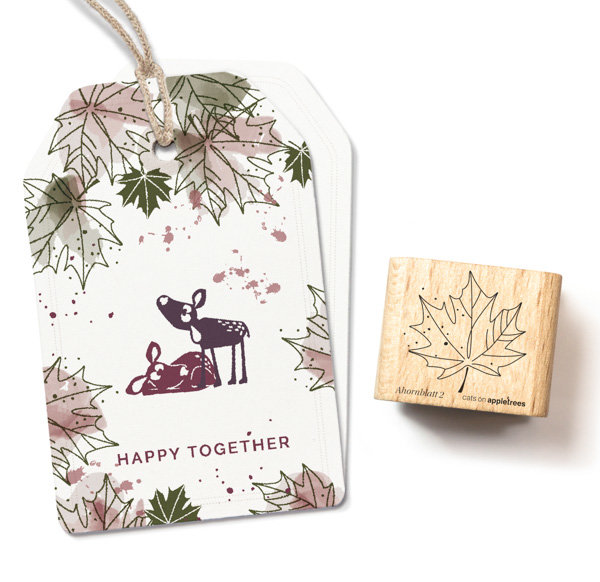 cats on appletrees - Stempel Ahornblatt 2 Outline