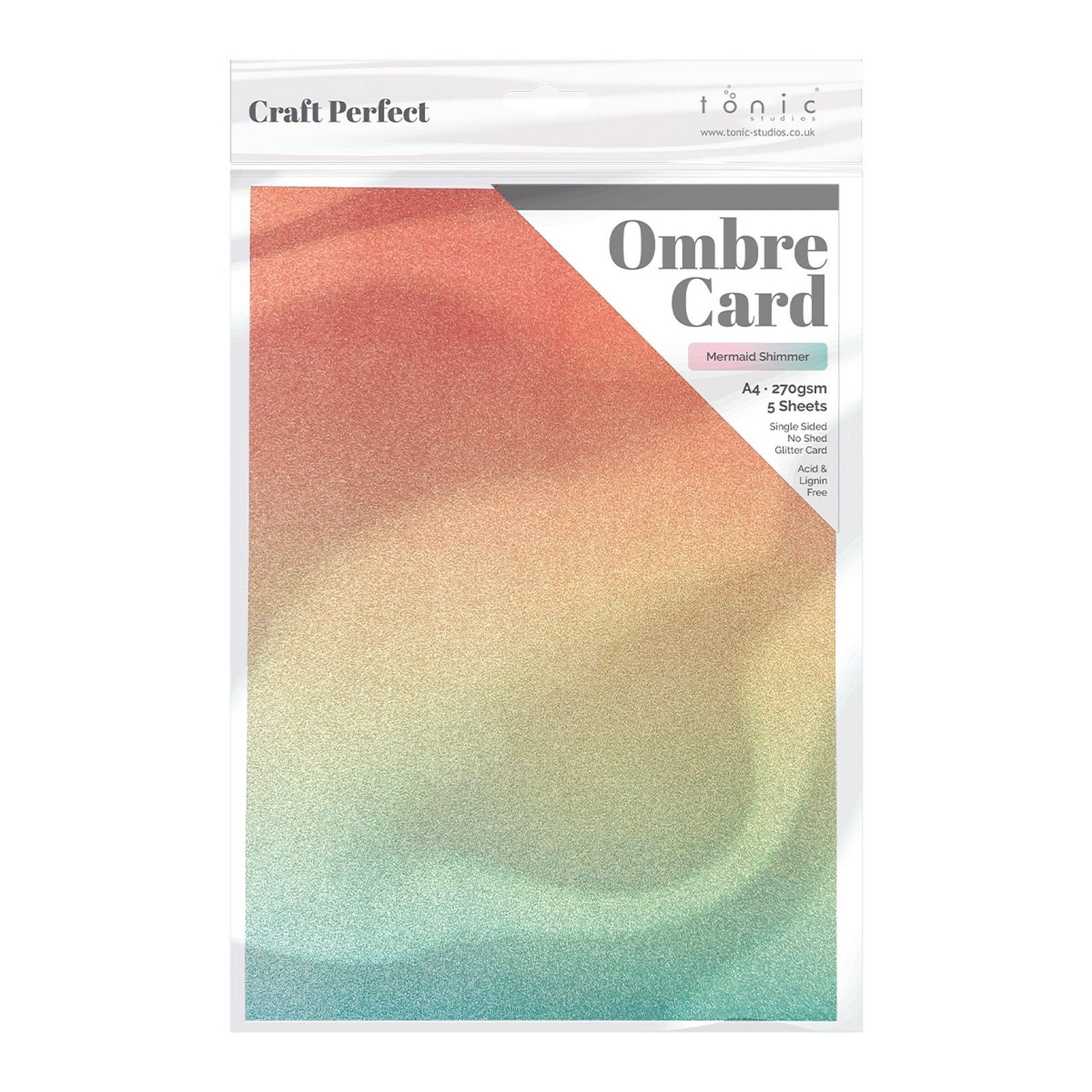Craft Perfect • Glitter Card A4 250g Ombre Mermaid Shimmer 5pcs