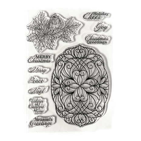 Elizabeth Craft Designs - Festive Holly Stamps Festive Holly Sentiments