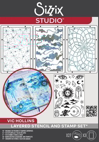 Sizzix - Studio Clear Stamps w/Stencils by Vic Hollins Dreamscape (27+3pcs)