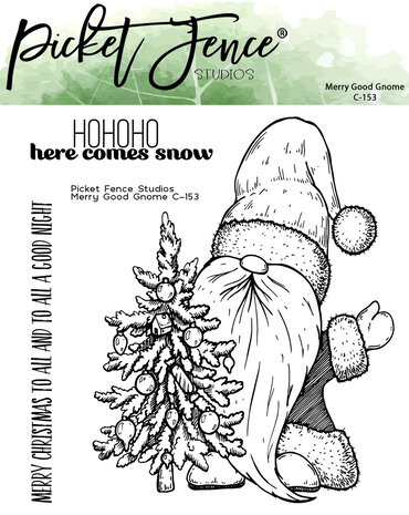 Picket Fence Studios - Merry Good Gnome 4x4 Inch Clear Stamps