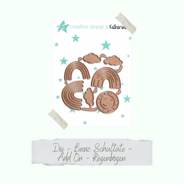 Creative Depot - Die - Basic Schultüte - Add On - Regenbögen  Creative Depot - Die - Basic Schultüte - Add On - Regenbögen