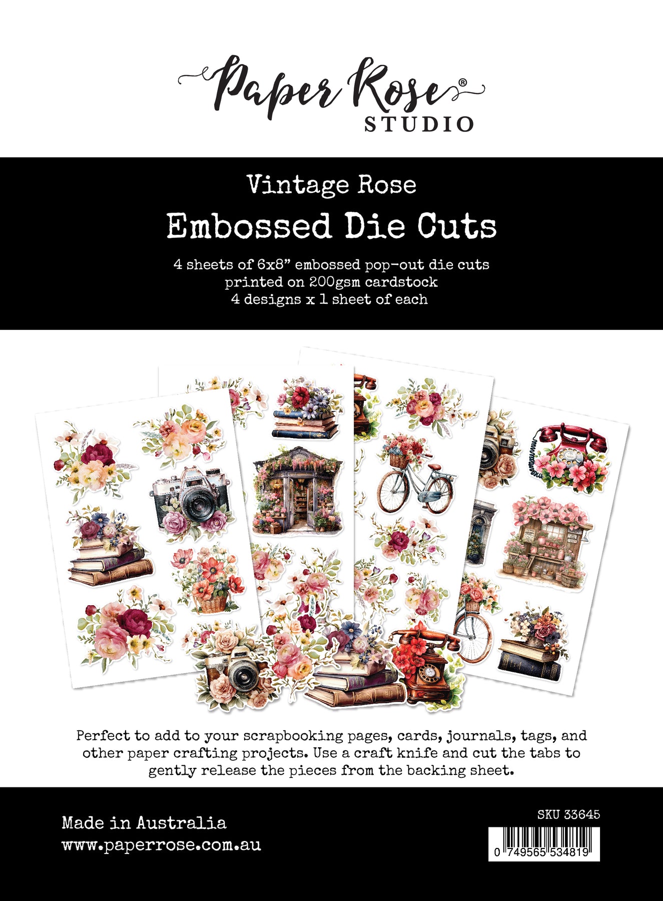 Paper Roses - Vintage Rose Embossed Die Cuts Paper Roses - Vintage Rose Embossed Die Cuts