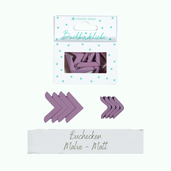 Creative Depot -  Buchecken - Malve - Matt - Buchbindeliebe - 8 Stück  Creative Depot -  Buchecken - Malve - Matt - Buchbindeliebe - 8 Stück