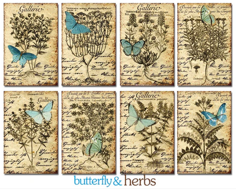 Decorer Mini Pad size cards 24 pcs 7x10,6 cm Decorer Butterfly & herbs