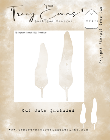 Tracy Evans - Tree Duo 4x4 Inch Snippet Stencil Tracy Evans - Tree Duo 4x4 Inch Snippet Stencil