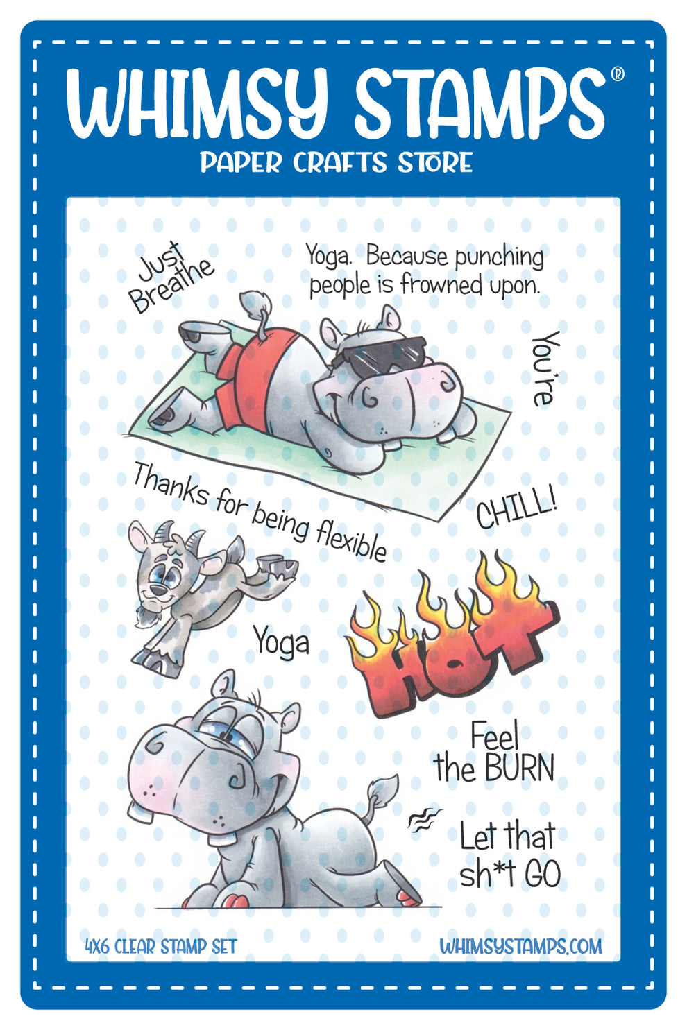 Whimsy Stamps - Hippo Yoga Clear Stamps
