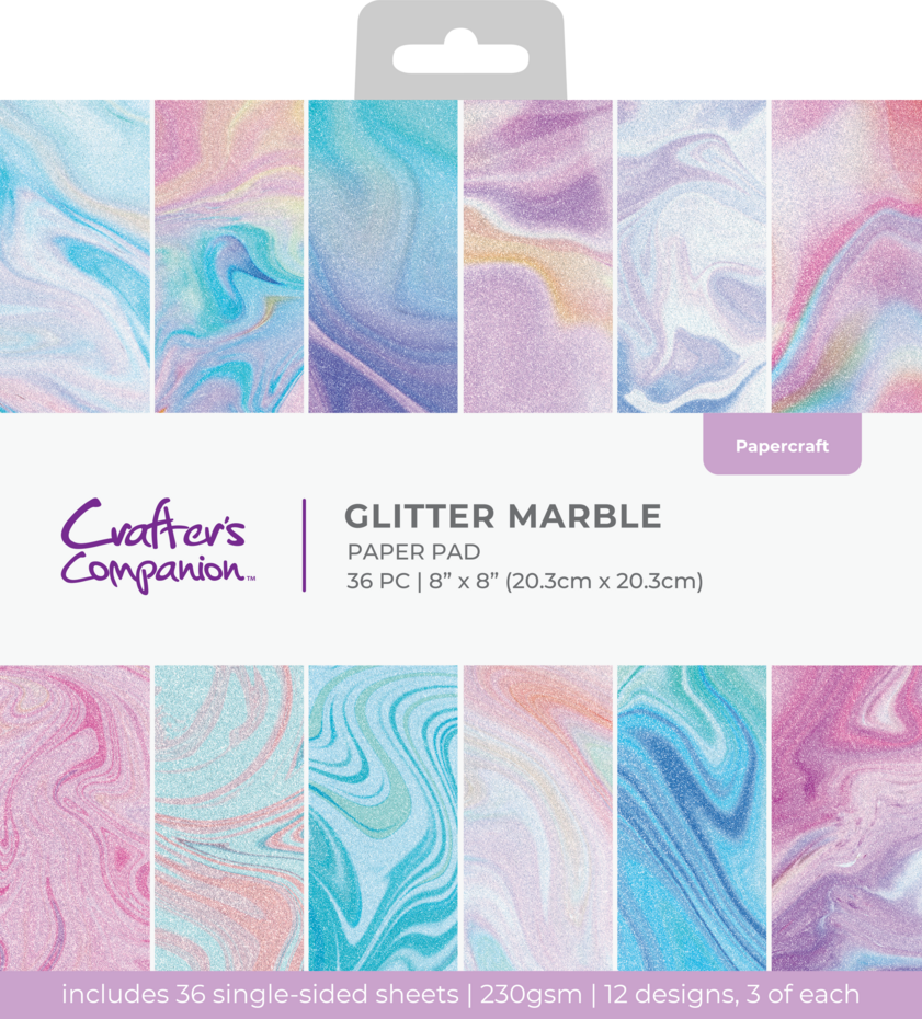 Crafters Companion - Glitter Marble 8x8 Inch Paper Pad