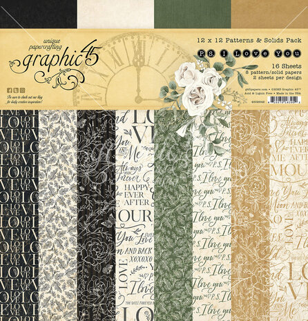 Graphic 45 - P.S. I Love You 12x12 Inch Patterns & Solids Pack