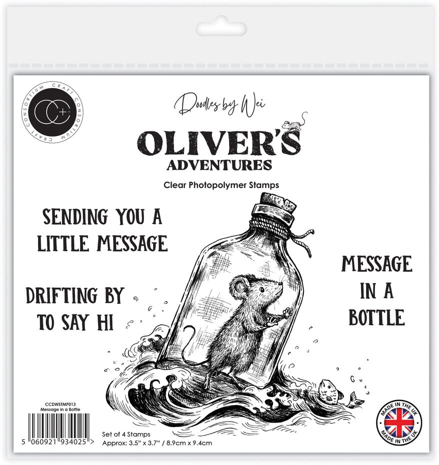 Craft Consortium - Oliver's Adventures A6 Clear Photopolymer Stamp Set Message in Bottle