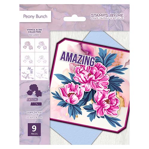 STAMPS BY ME - STENCIL & DIE SET - PEONY BUNCH - 090724L