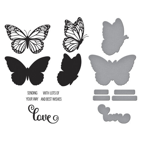 Spellbinders - Wildflowers Press Plate & Die Set Butterfly Silhouettes Registration