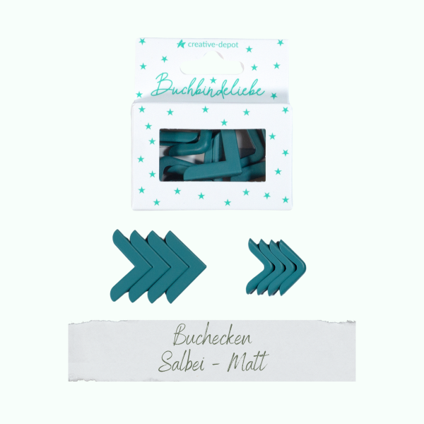 Creative Depot -  Buchecken - Salbei - Matt - Buchbindeliebe - 8 Stück 