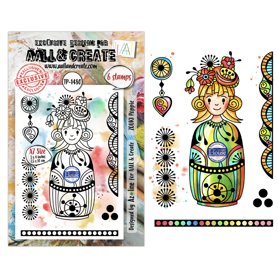Craft Consortium - Lovely Couleurs A7 Stamp Sets ZOUKI Poppie by Azoline