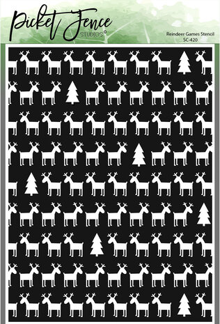 Picket Fence Studios - Reindeer Games 6x8 Inch Stencil  Picket Fence Studios - Reindeer Games 6x8 Inch Stencil
