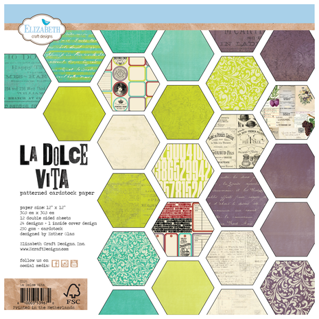 Elizabeth Craft Designs - La Dolce Vita 12x12 Inch Patterned Cardstock Paper  Elizabeth Craft Designs - La Dolce Vita 12x12 Inch Patterned Cardstock Paper