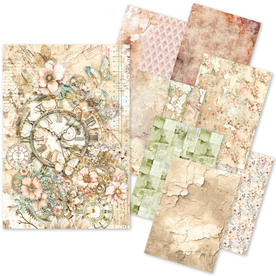 Ciao Bella - Lost in Time Craftmix Mixed A5 Paper Pack (8pcs)