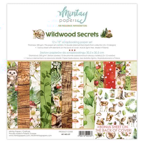 Mintay - Wildwood Secrets 12x12 Inch Scrapbooking Paper Set
