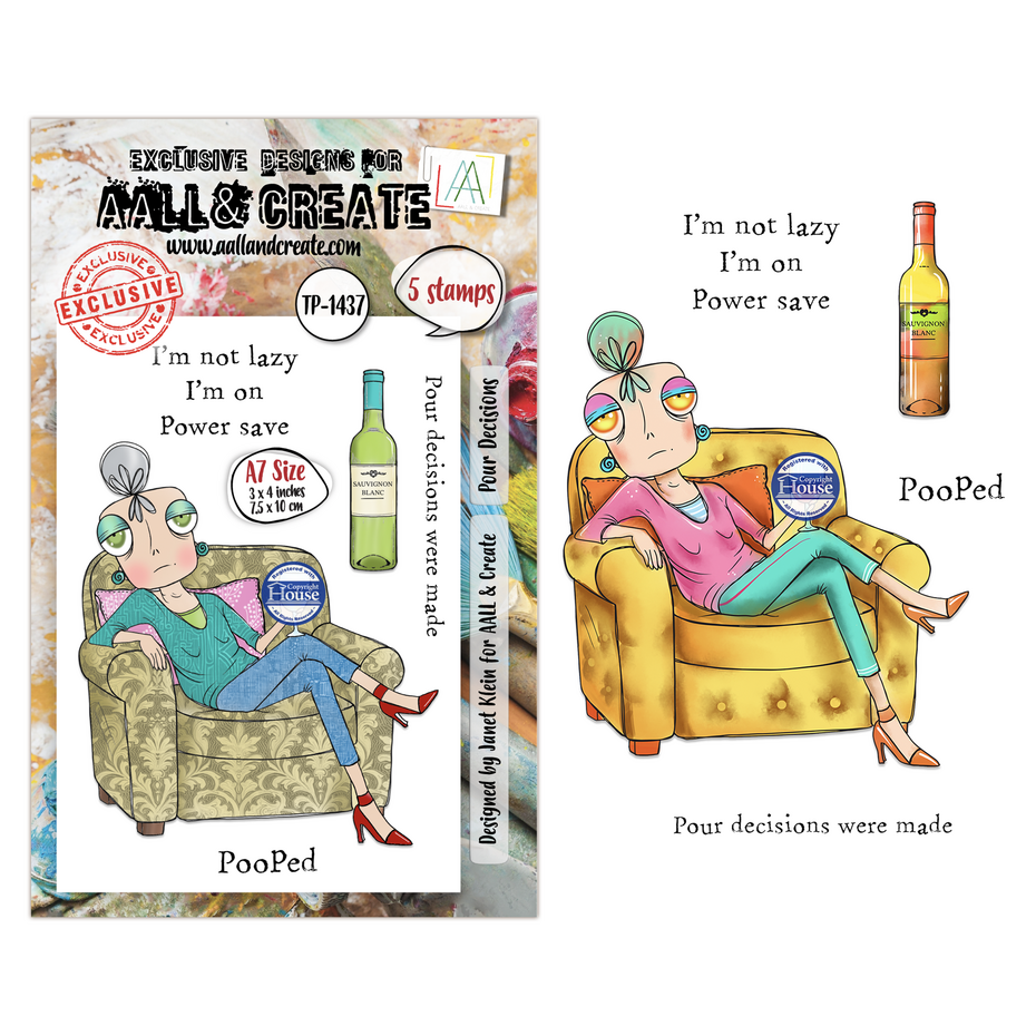 Craft Consortium - Dee Infiltered A7 Stamp Sets Pour Decisions by Janet Klein