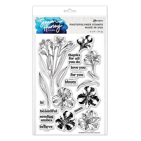 Ranger - Simon Hurley create. Photopolymer Stamps 6x9 Inch Heartfelt Blooms