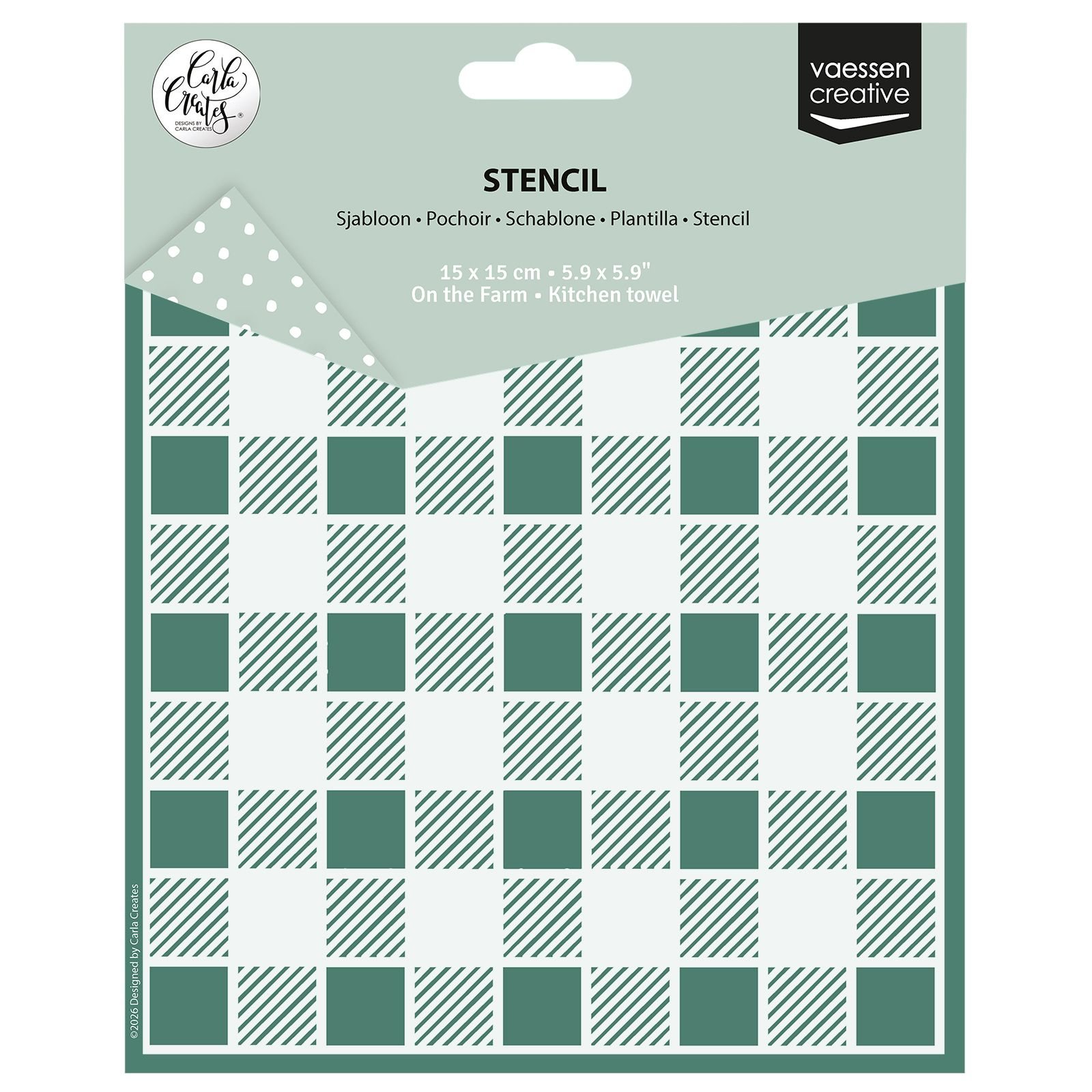 Vaessen Creative • Schablone by Carla Creates Kitchen Towel on the Farm 15x15cm