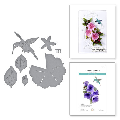 Spellbinders - Summer Solstice Garden Etched Dies Petunia and Hummingbird