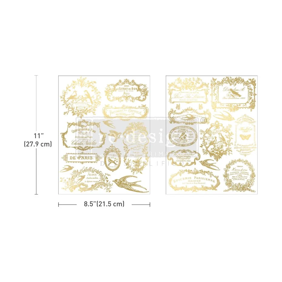Re-Design with Prima - Chant Du Matin 8,5x11 Inch H2O Transfers Gold (2pcs)