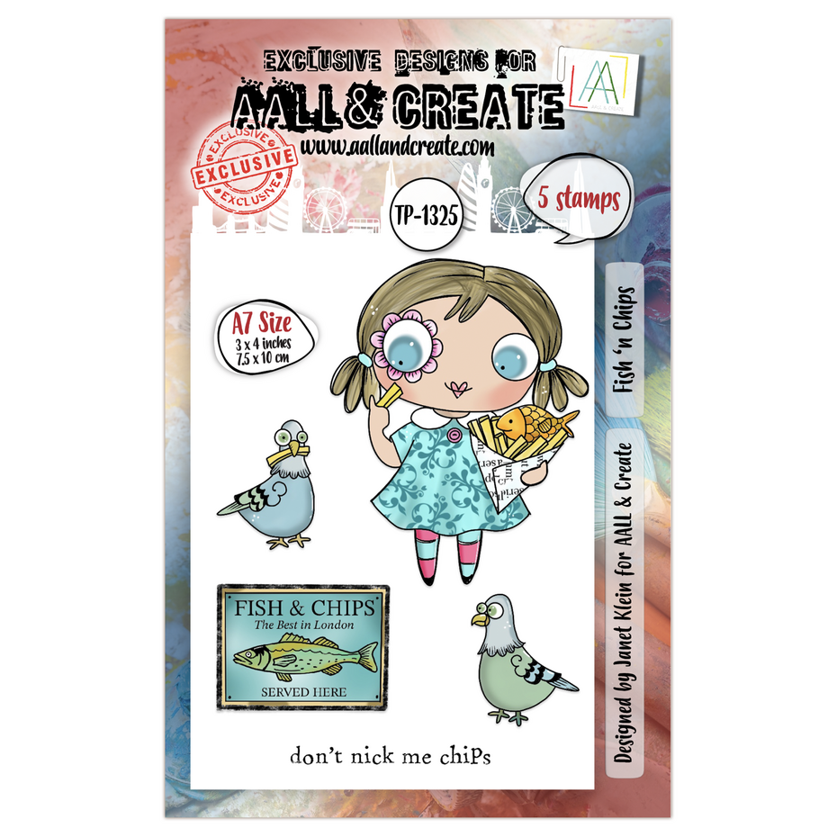 AALL & Create - Postcards from London A7 Stamp Set Fish 'n Chips