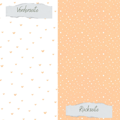 Creative Depot - Designpapier - Basic - Aprikosenmousse - Doodle Herzen + Sprenkel - Doppelseitig bedruckt