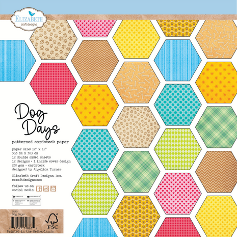 Elizabeth Craft  - Dog Days 12x12 inch Patterned Cardstock Paper