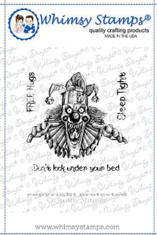 Whimsy Stamps - Creepy Clown Sleep Tight Rubber Cling Stamp Whimsy Stamps - Creepy Clown Sleep Tight Rubber Cling Stamp