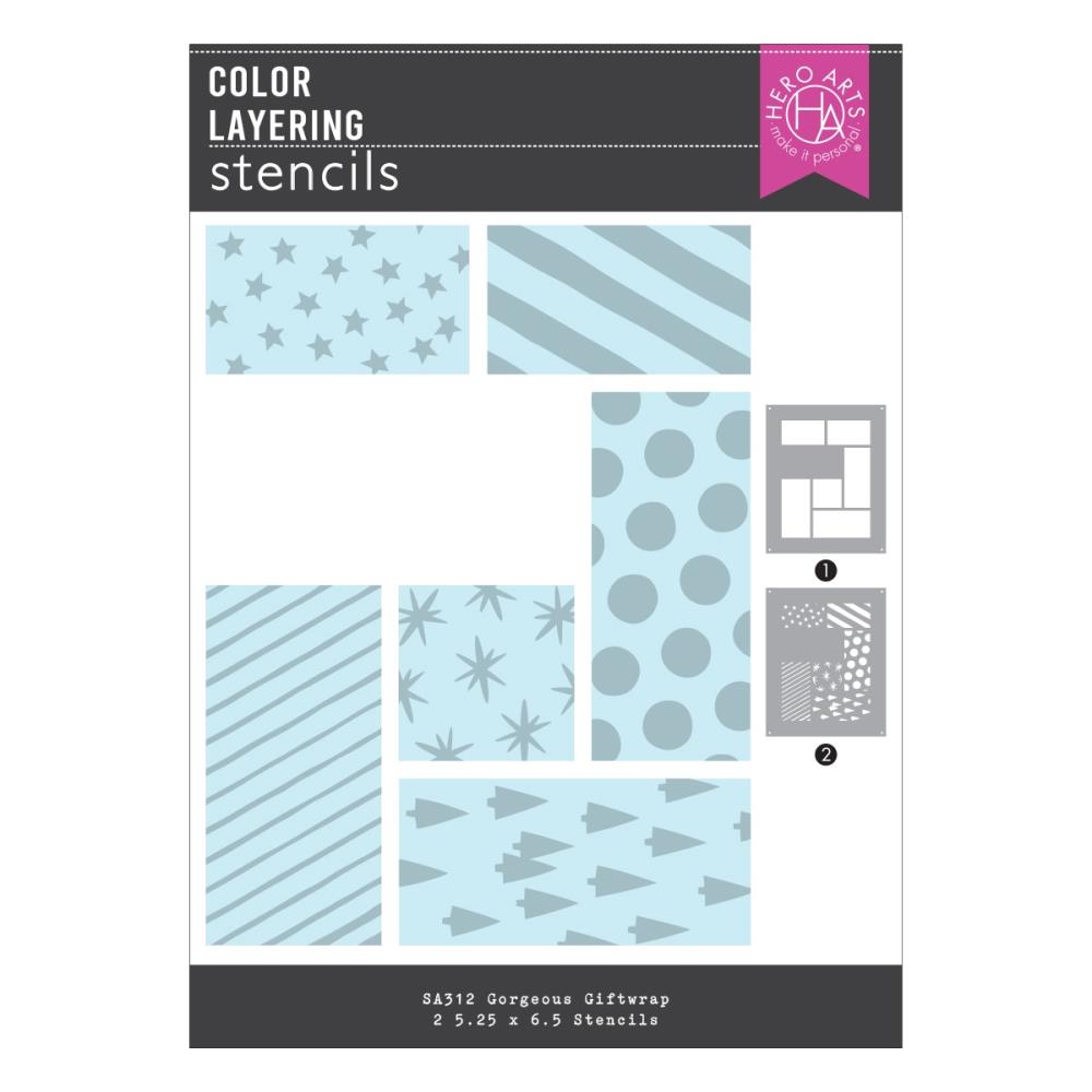 Hero Arts - Gorgeous Giftwrap Layering Stencils - Best Gift Ever 
