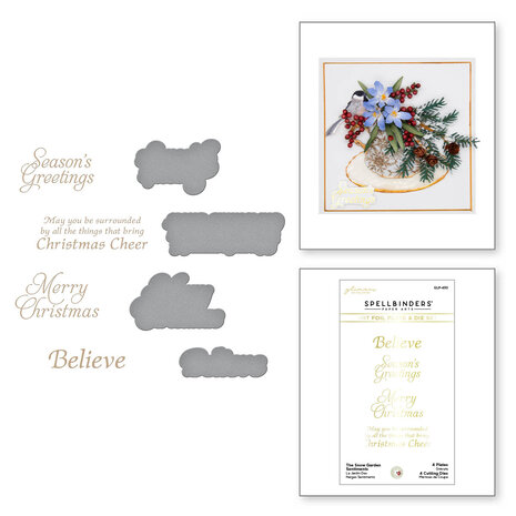 Spellbinders - Snow Garden Sentiments Hot Foil Plate & Die Set