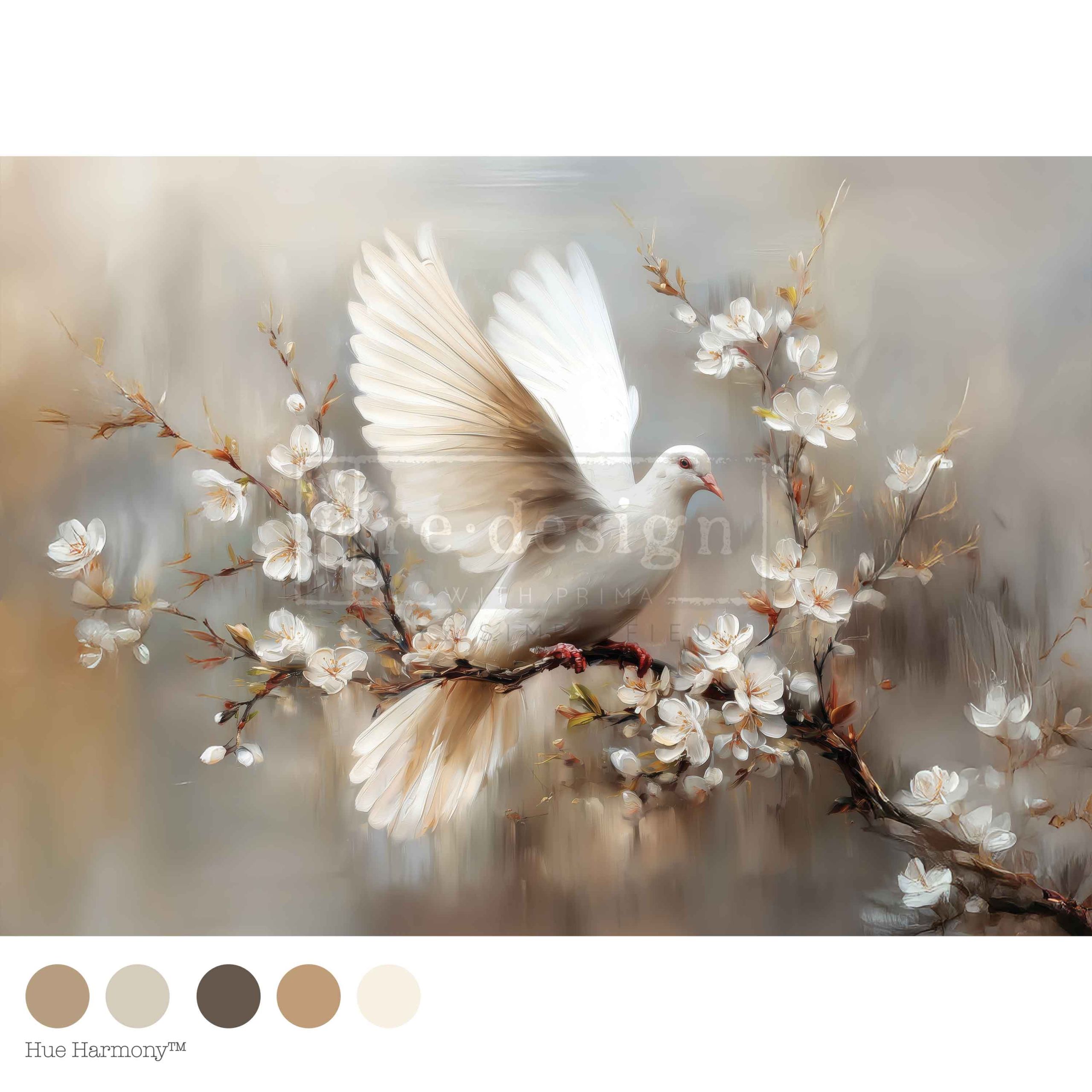 Re-Design with Prima - A1 Decoupage Fiber Kacha – Alabaster Grace – 1 sheet, 23.4″x33.1″