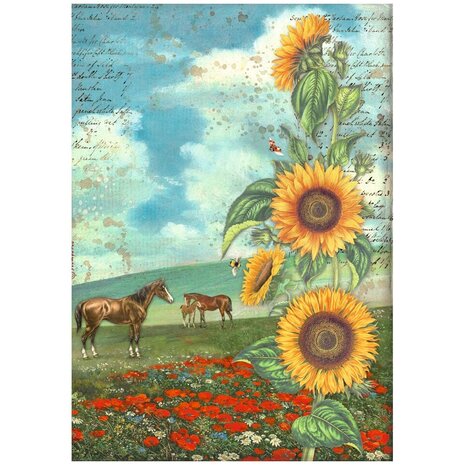 A4 Rice paper packed - Sunflower Art A4 Rice Paper Sunflower Art and Horses