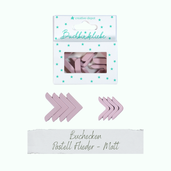 Creative Depot -  Buchecken - Pastell Flieder - Matt - Buchbindeliebe - 8 Stück  Creative Depot -  Buchecken - Pastell Flieder - Matt - Buchbindeliebe - 8 Stück