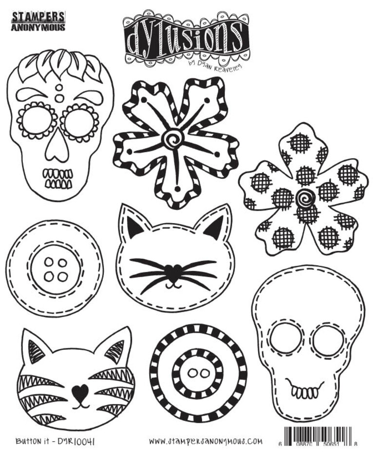 Stampers Anonymous - Button It Dylusions Cling Stamps