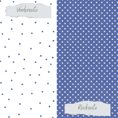 Creative Depot - Designpapier - Basic - Jeansblau - Tupfen + Sternchen - Doppelseitig bedruckt