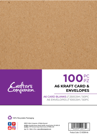 Crafter Companion - Card & Envelopes A6 Kraft (100pcs)