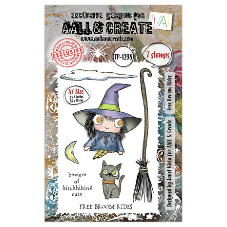 Aall and Create - Witchlets & Weirdlings A7 Stamp Set Free Broom Rides