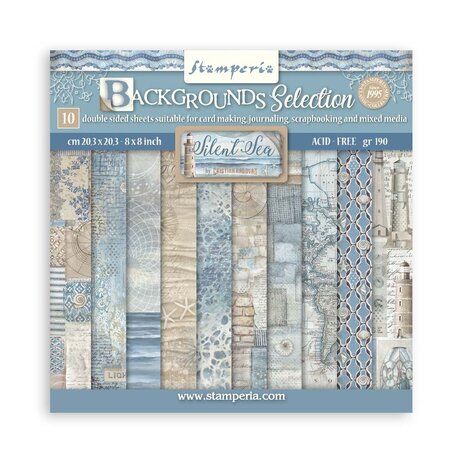 Stamperia - Silent Sea 8x8 Inch Paper Pack Backgrounds Selection