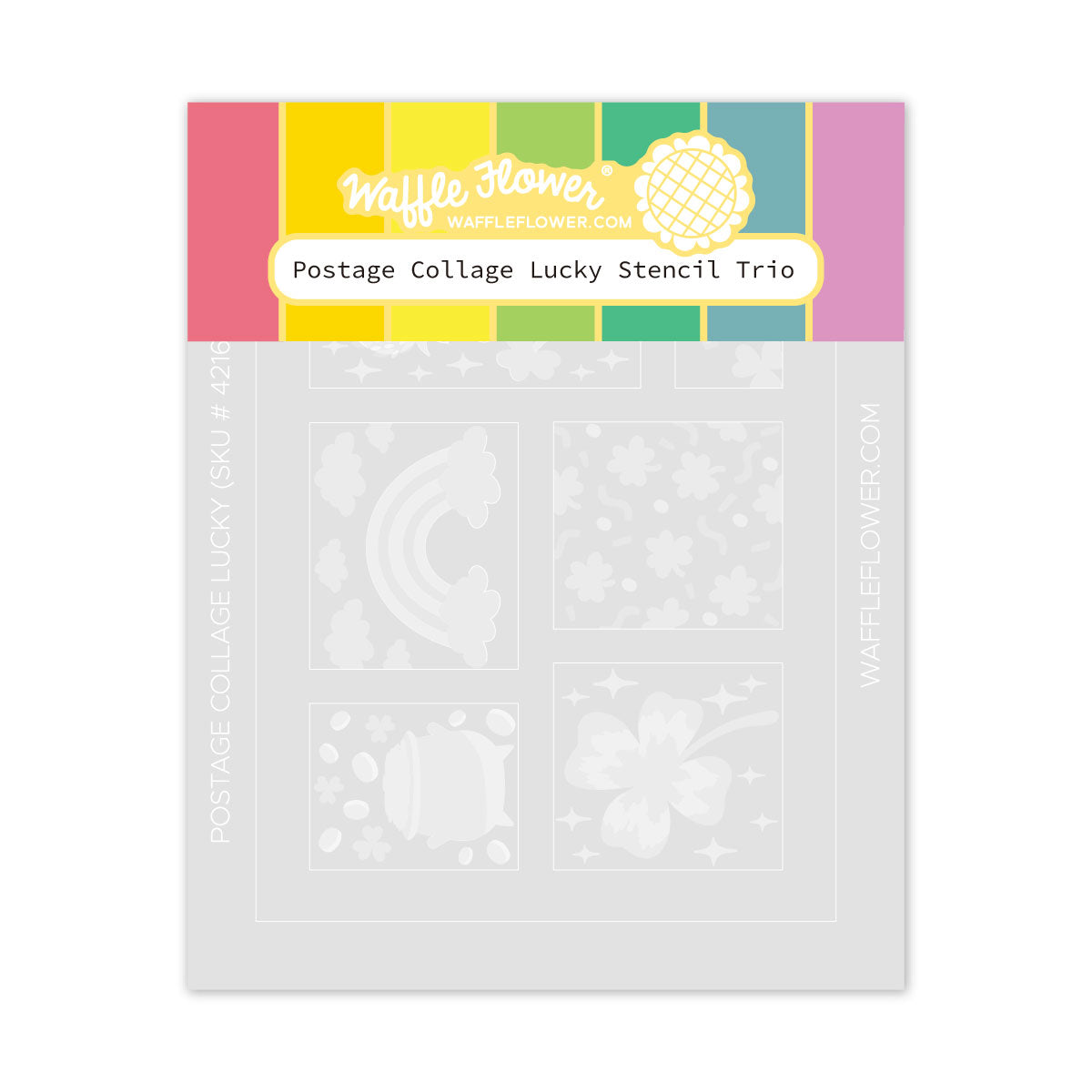 Waffle Flower - Postage Collage Lucky Stencil Trio Waffle Flower - Postage Collage Lucky Stencil Trio