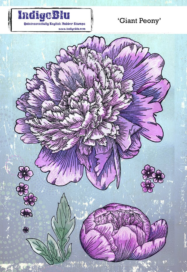 IndigoBlu - Giant Peony A5 Red Rubber Stamp