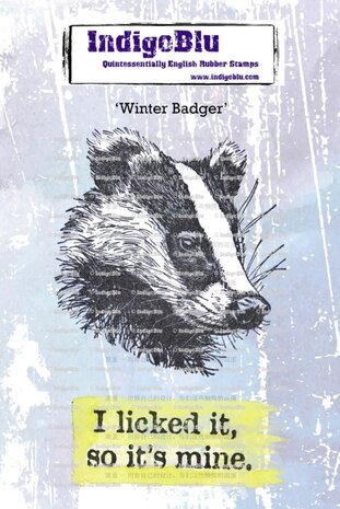 IndigoBlu - Winter Badger A6 Red Rubber Stamp