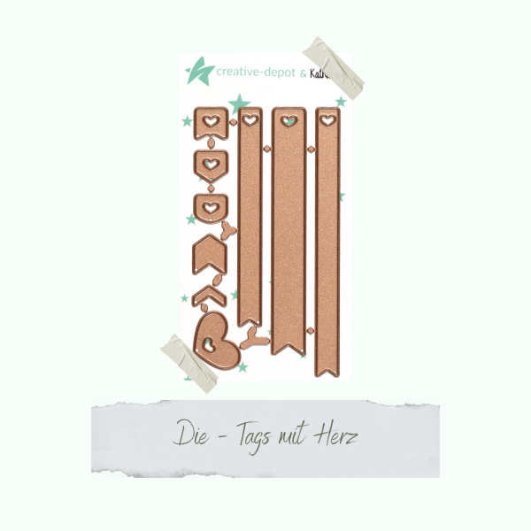 Creative Depot -  Die - Lange Tags mit Herz 