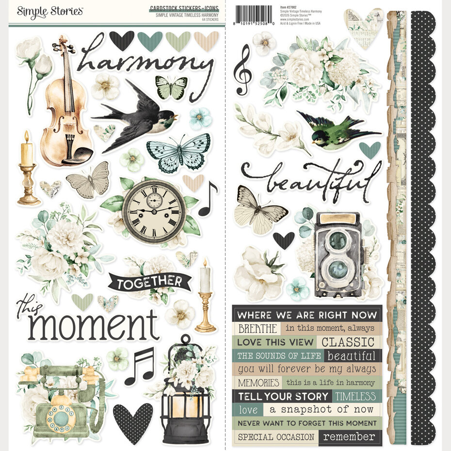 Simple Stories - Simple Vintage Timeless Harmony Cardstock Stickers Icons